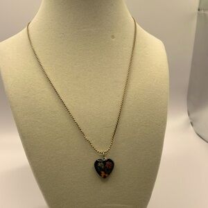 Cloisonné Heart on a 12kt gold filled Necklace